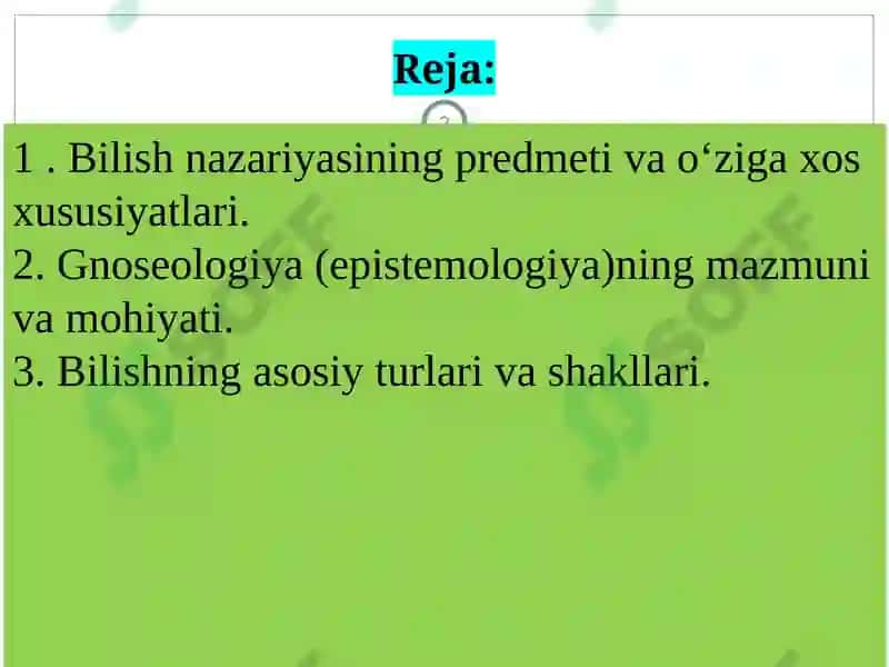 BILISH FALSAFASI 2