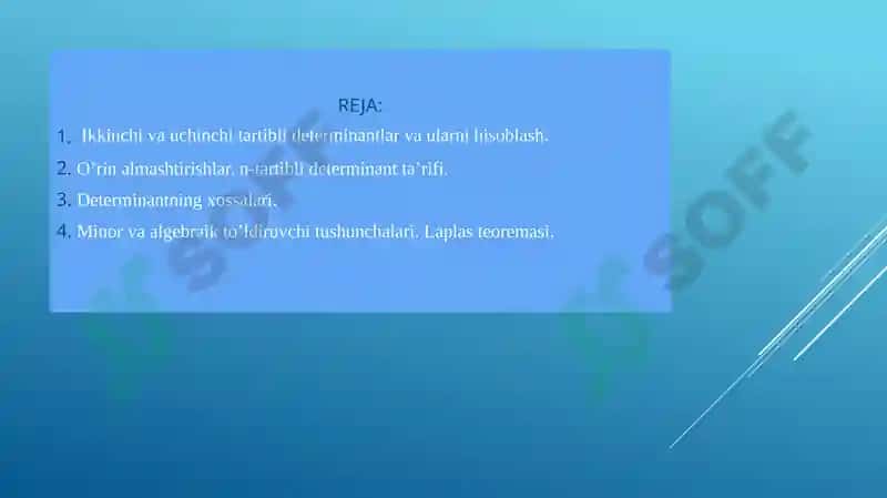 Determinantlar nazariyasi 2