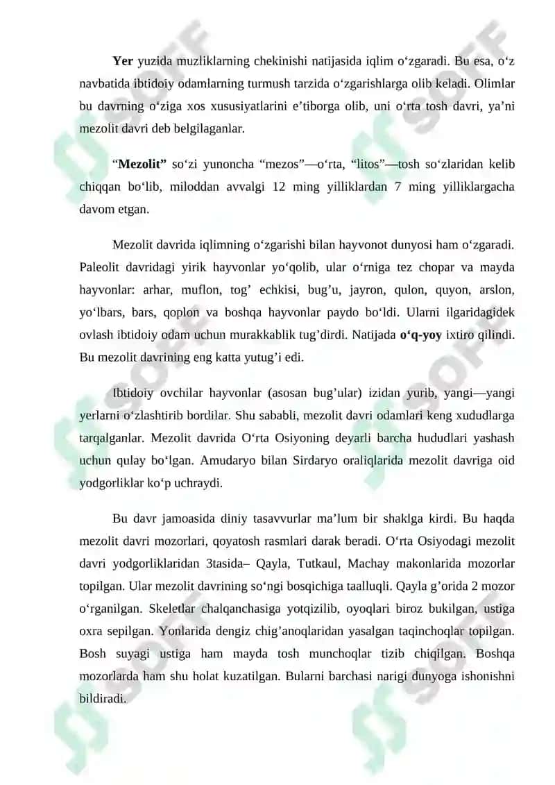 Mezolit davri o’rganish tarixi 2