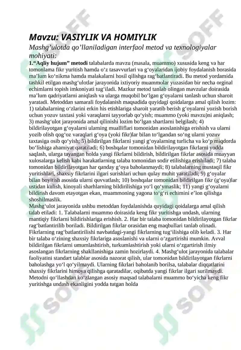 VASIYLIK VA HOMIYLIK 2