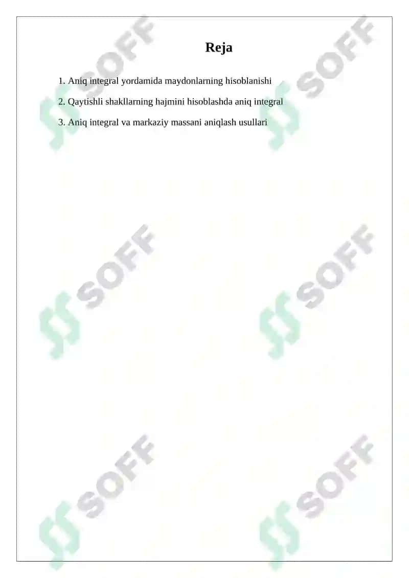 Aniq integralning geometrik tatbiqlari 2