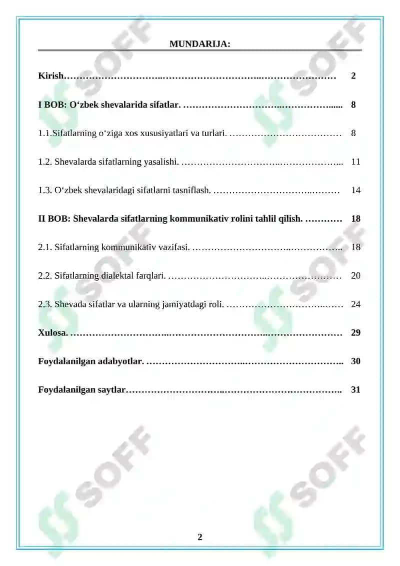 Oʻzbek shevalarida sifat va uning yasalishi 2