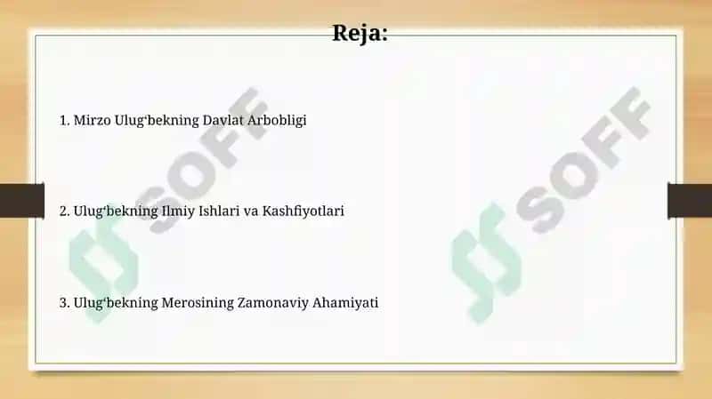 Mirzo Ulugʻbekning Davlat Arbobligi 2