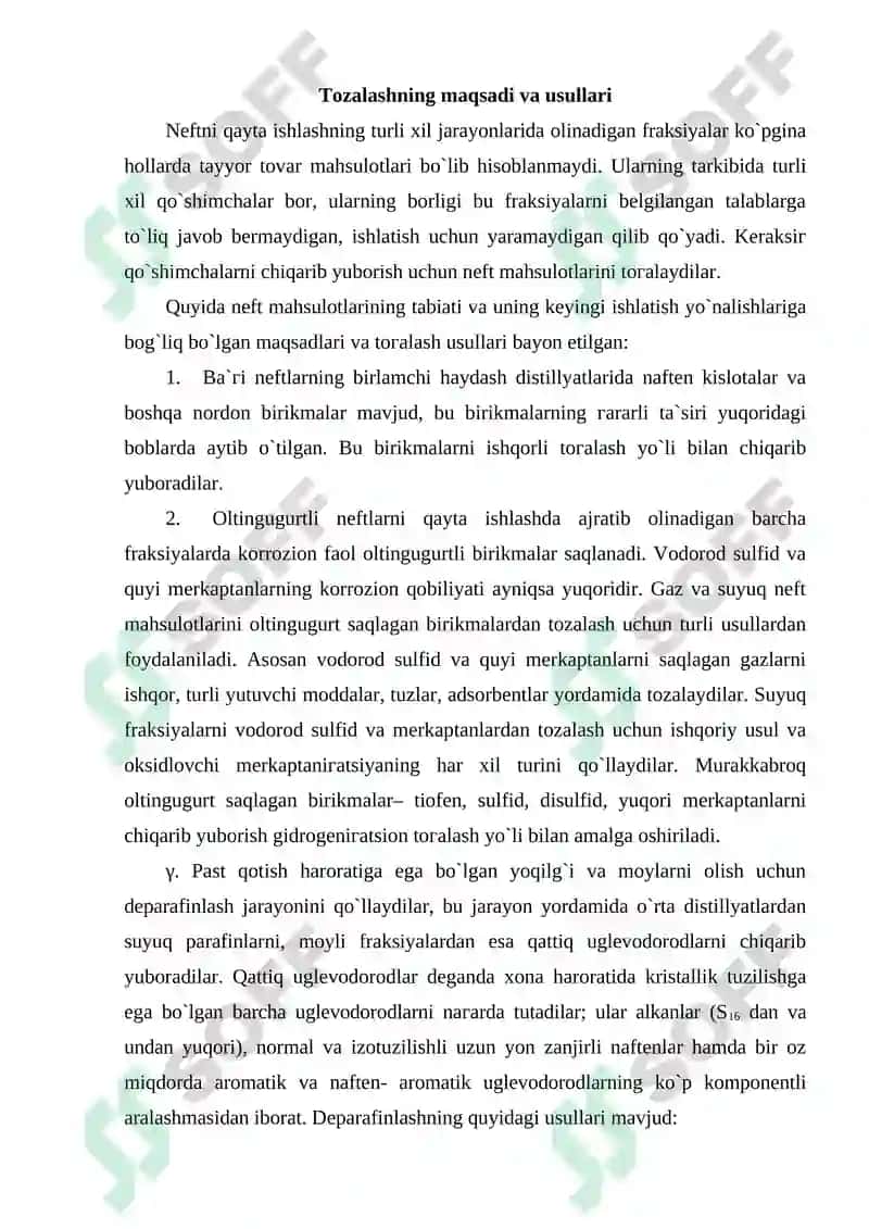 Neft va gaz mahsulotlarini tozalash 2