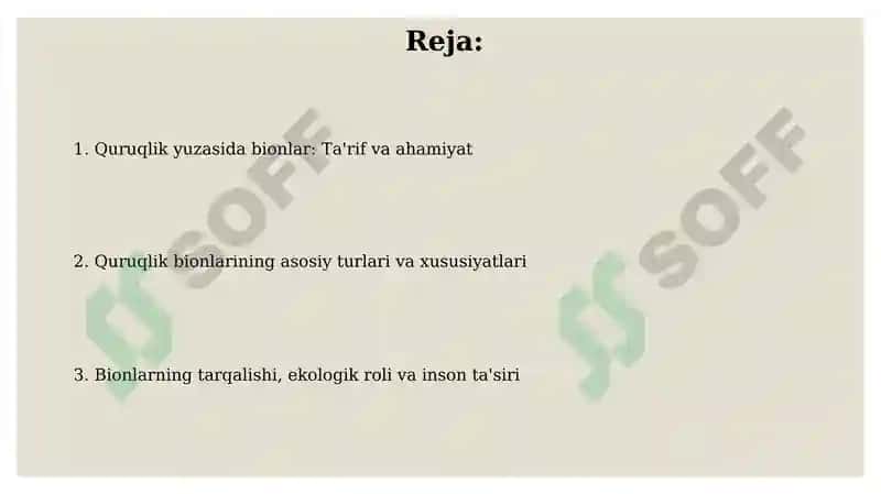 Quruqlik yuzasidagi bionlar 2