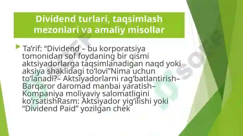 Dividend siyosati 2