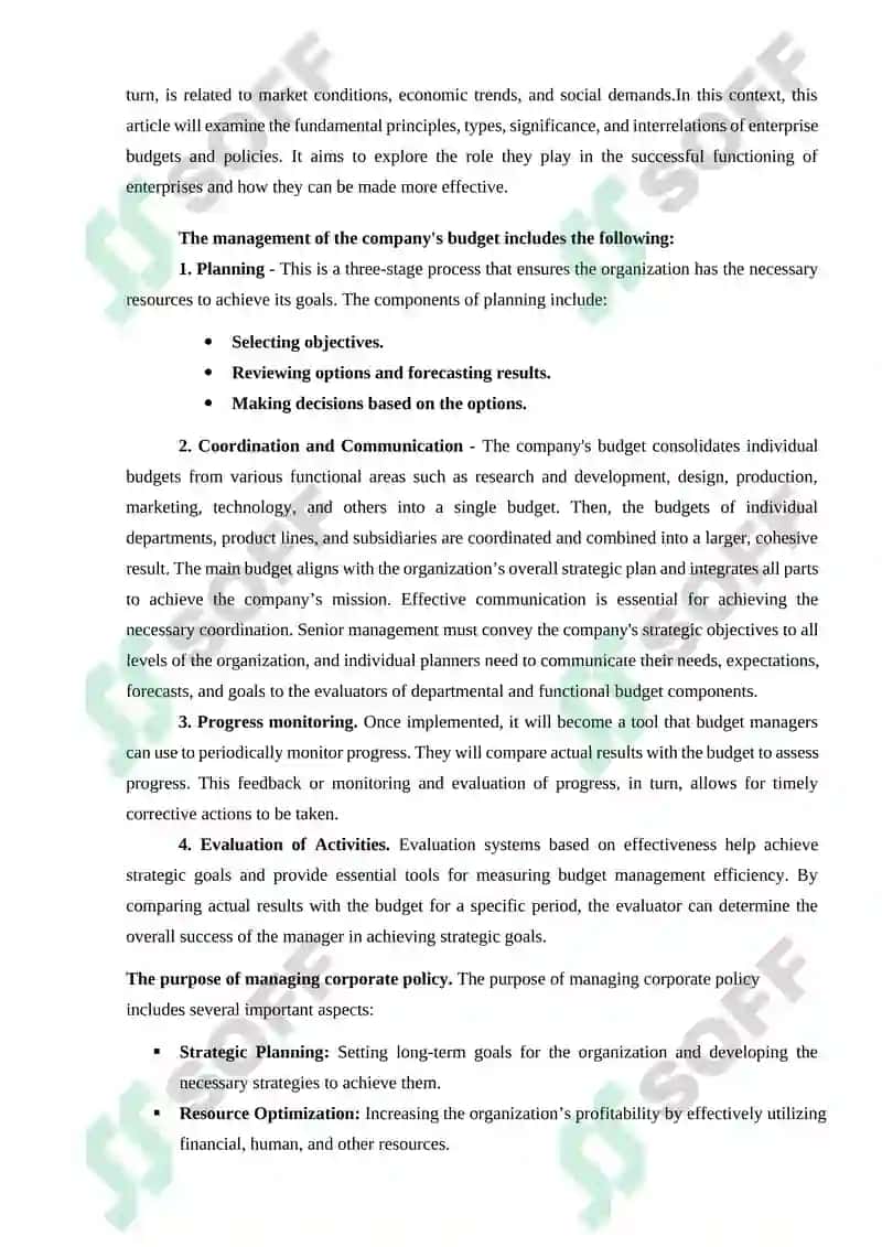 Budget and Policy in Enterprise Strategic Objectives 2