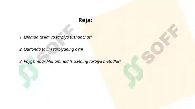 Islom ta'limotida ta'lim tarbiya masalalarining ifodalanishi 2