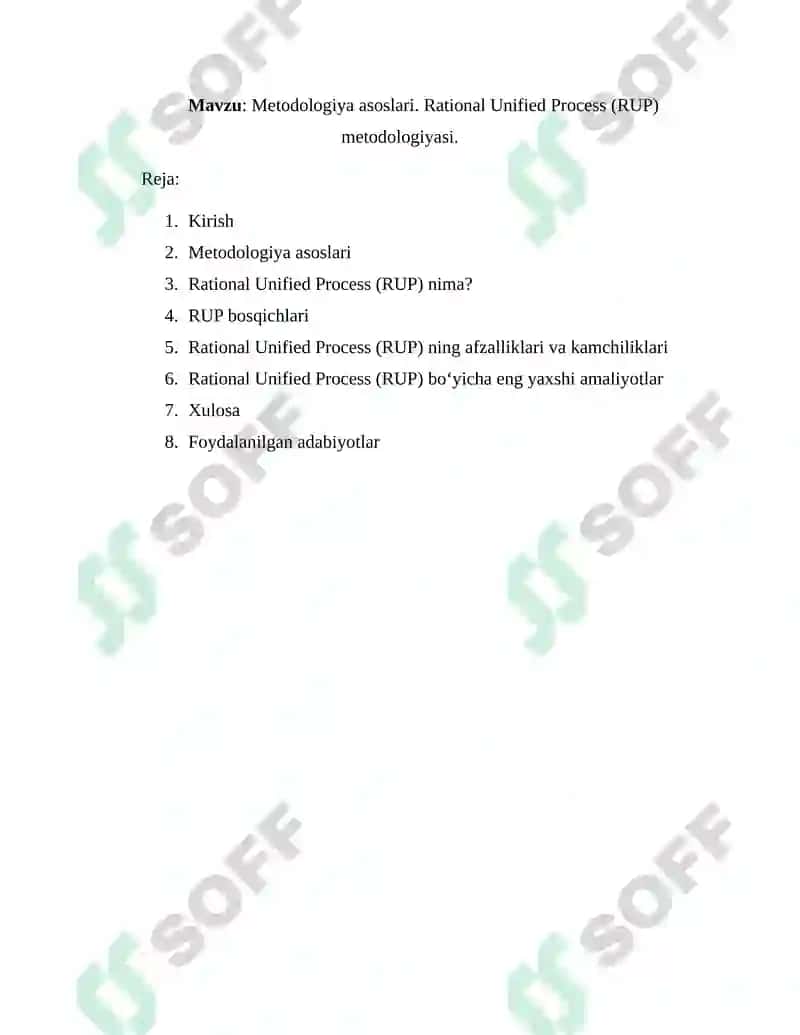 Rational Unified Process (RUP) metodologiyasi 2