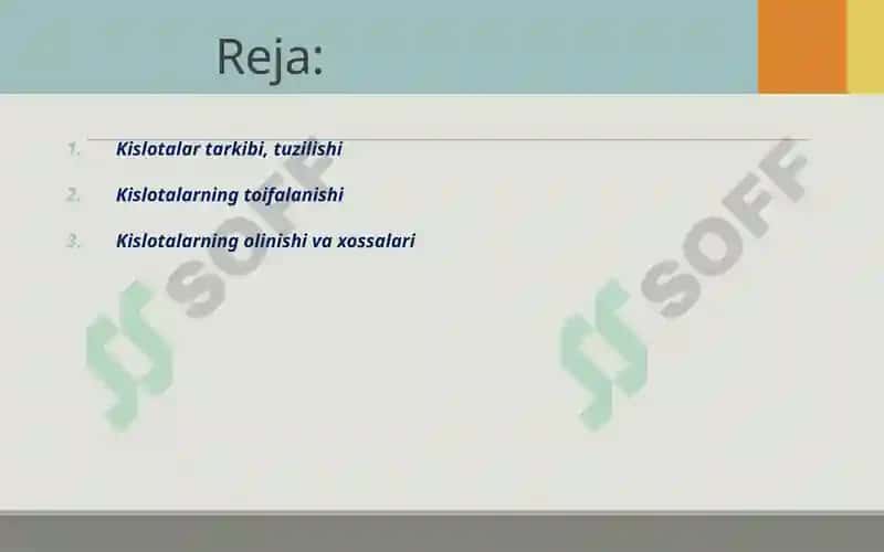Kislotalar tarkibi, tuzilishi 2