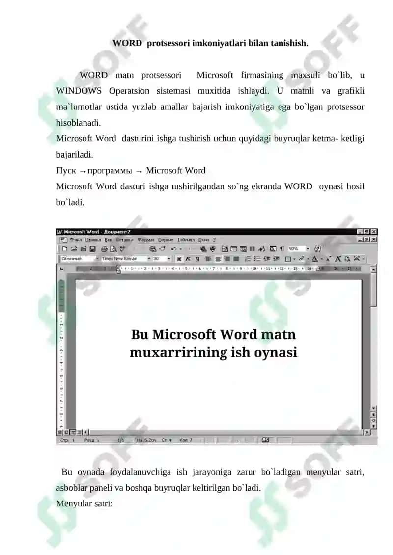 Microsoft Word matn muharriri va uning imkoniyatlari 2