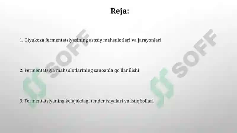 Glyukozaning bijg'ishidan olinadigan mahsulotlar 2