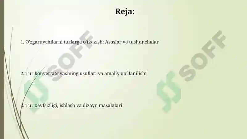 O'zgaruvchilarni turga o'tkazish (casting) 2