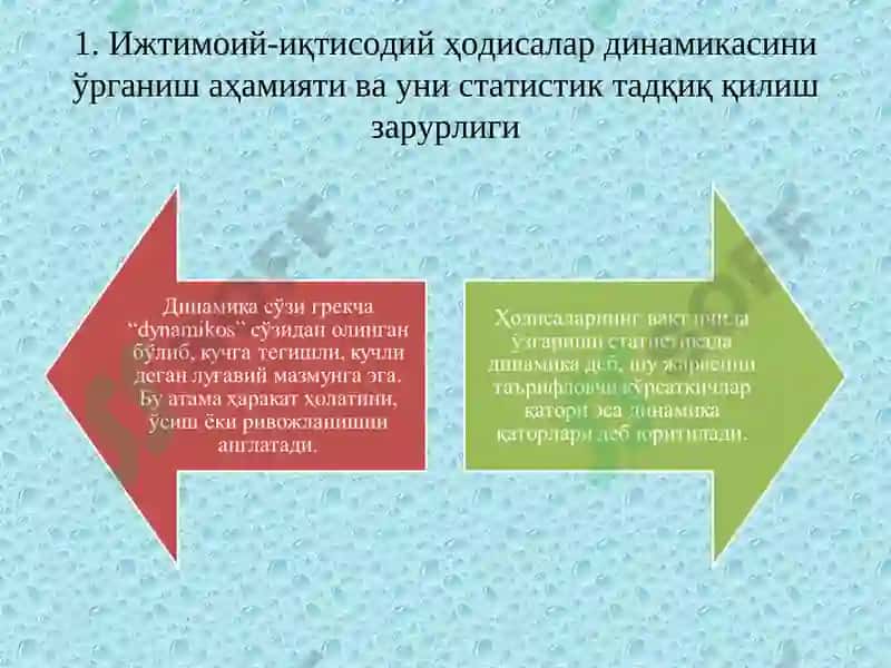 ДИНАМИКАНИ СТАТИСТИК ЎРГАНИШ УСУЛЛАРИ 2