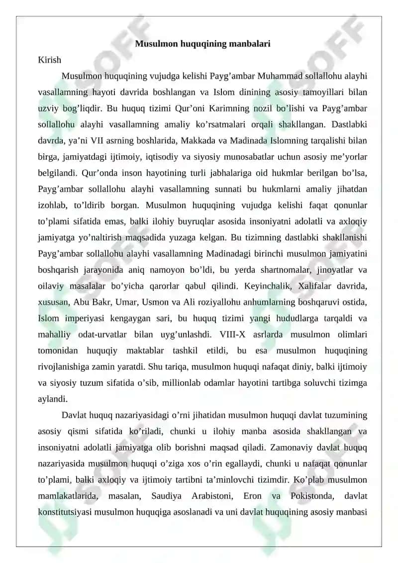 Musulmon huquqining manbalari 2