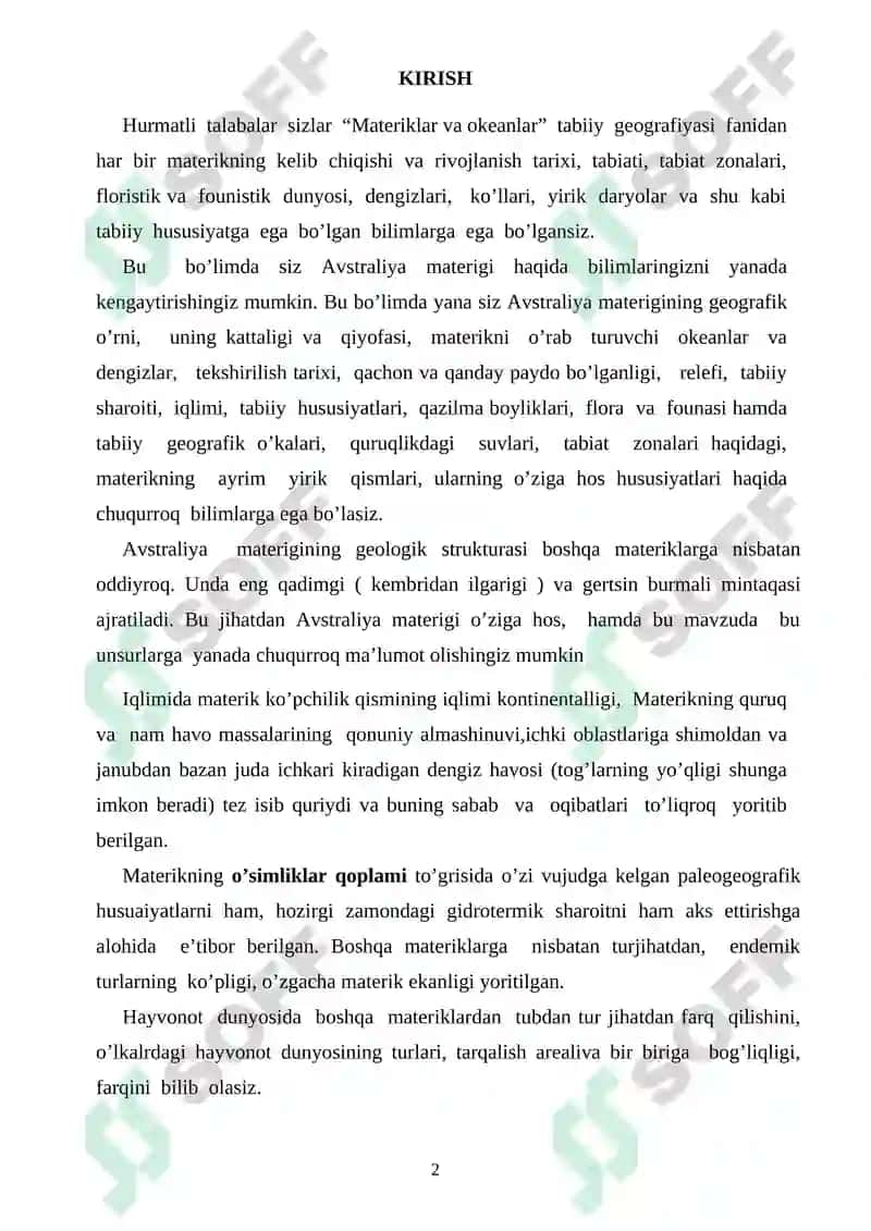 AVSTRALIYA MATERIGINI TABIIY GEOGRAFIK RAYONLASHTIRISH 2