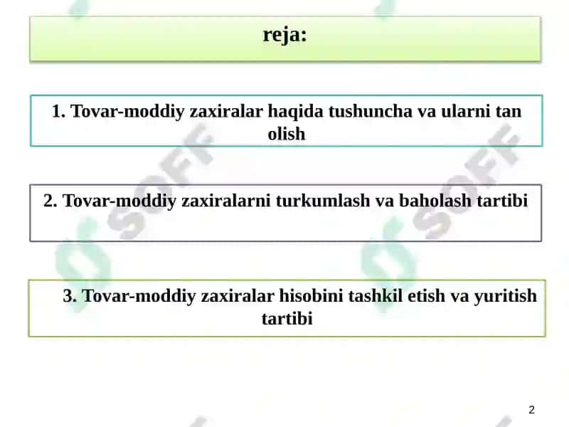 Tovarlar hisobi 2