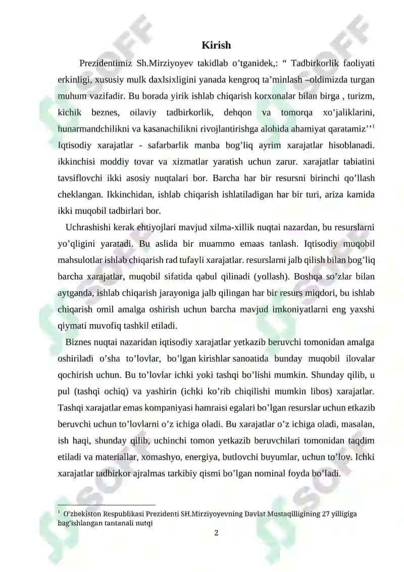Iqtisodiy xarajatlar, uning tarkibi va turlari 2