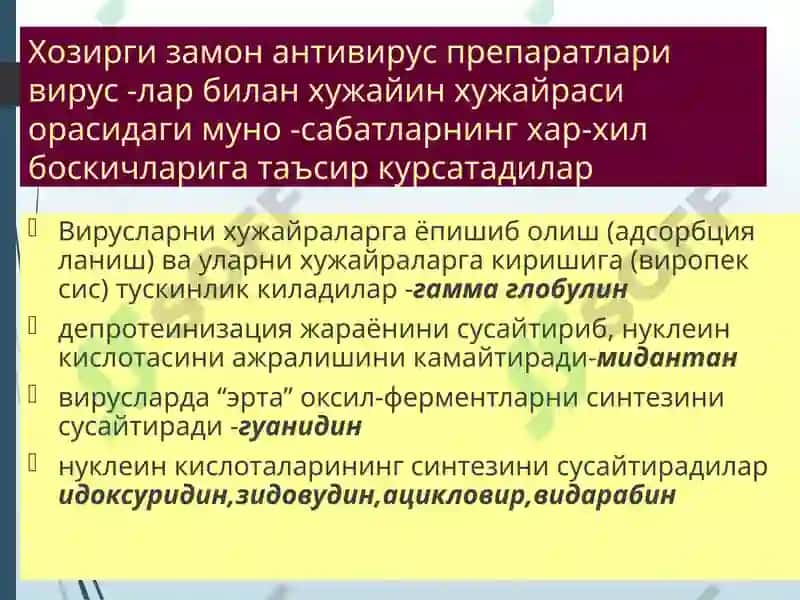 Вирусларга карши воситалар 2