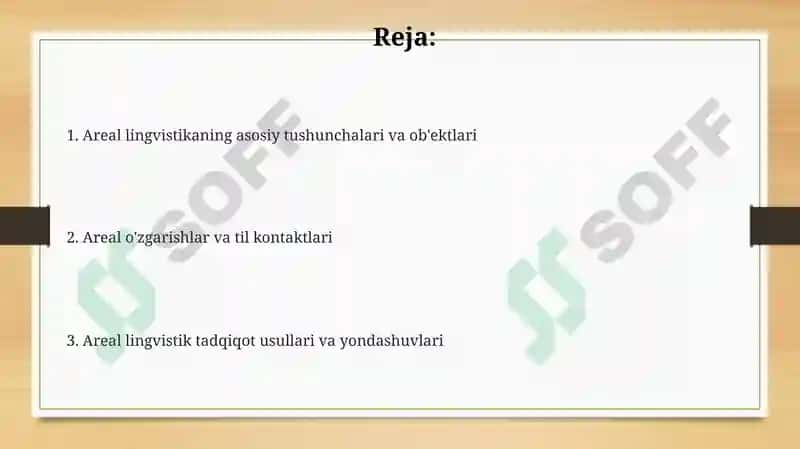 Areal lingvistikaning o'rganish obyektlari 2