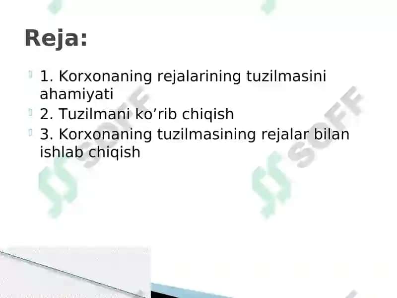 Korxona rejalari tuzilmasi 2