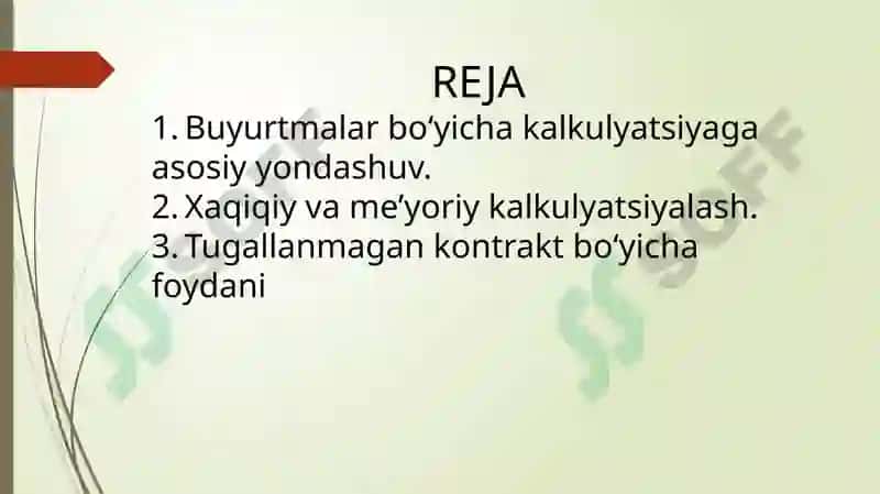 Buyurtmali kalkulyatsiya qilish usuli 2