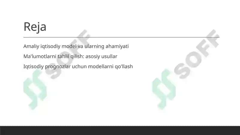 Amaliy iqtisodiy model va ularning ahamiyati 2