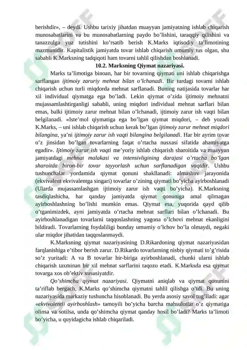 K.Marks iqtisodiy ta'limotining umumiy tavsifi 2