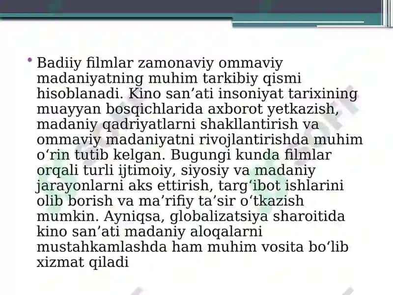 Badiiy filmlar va ommaviy ma'daniyat 2