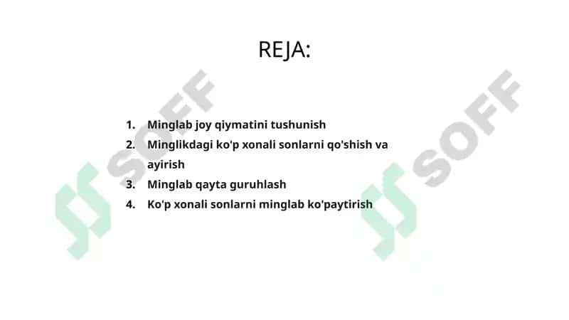 Arifmetik amallarni o'rganish (3-sinf) 2