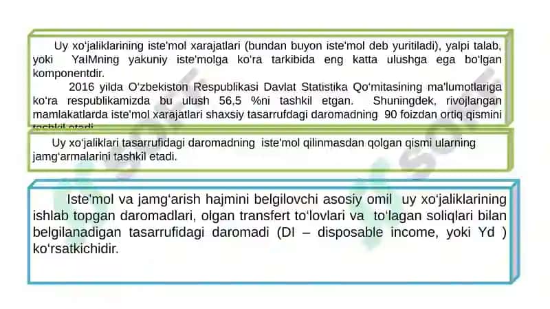 Iste’mol, jamg‘arish va investitsiya 2