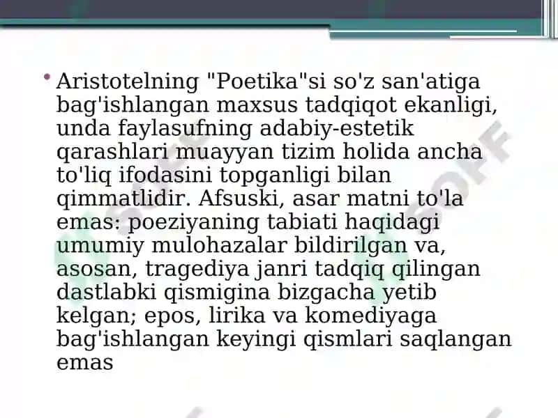 Aristotelning poetika asari 2