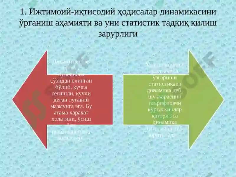 Динамикани Статистик Ўрганиш Усуллари 2