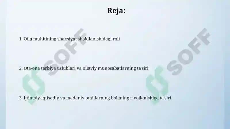 Oilaviy muhit va shaxsiyat shakllanishi 2