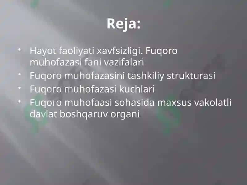 Hayot faoliyatining xavfsizligini asoslari 2