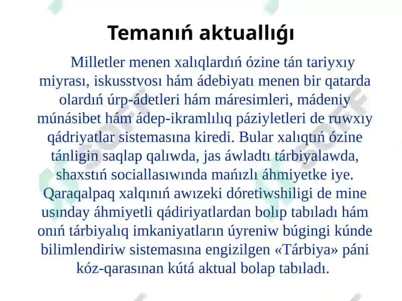 Xalıq awızeki dóretiwshiliginde tárbiya máseleleri 2