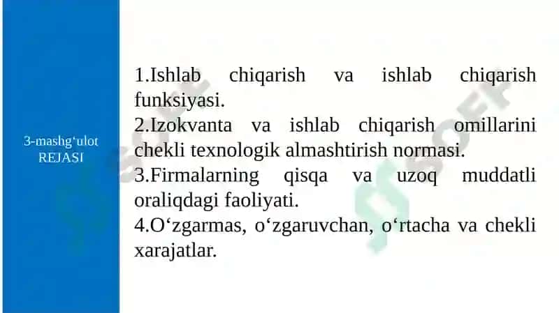 Ishlab chiqarish xarajatlari 2
