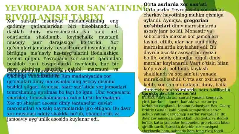 YEVROPADA XOR SANʼATINING  RIVOJLANISH TARIXI 2