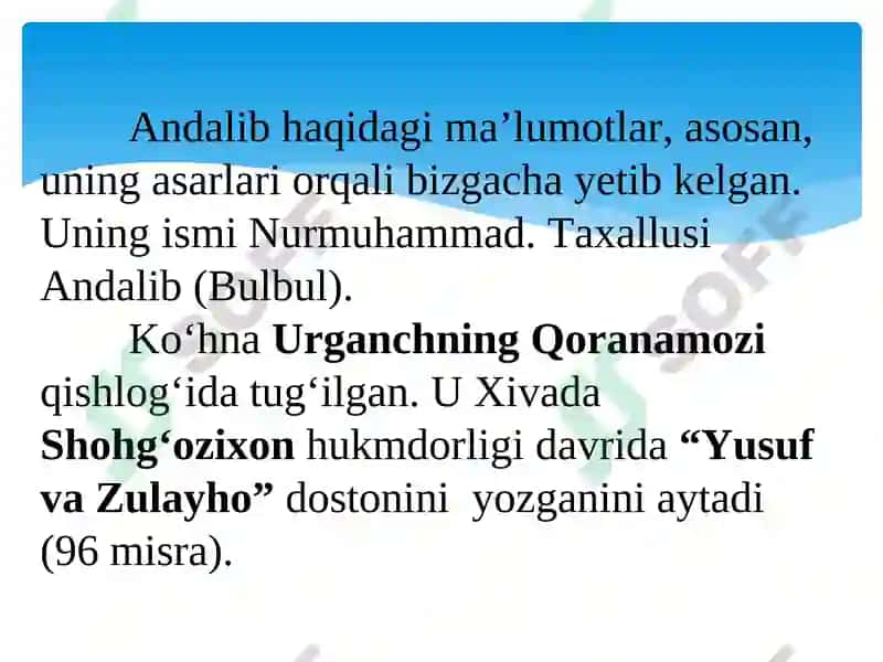 NURMUHAMMAD ANDALIB HAYOTI VA IJODI 2
