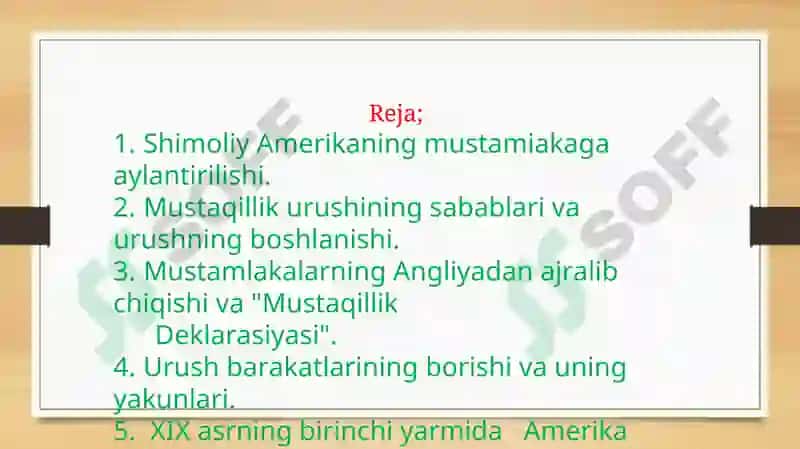 XVII asr o`rtalari va XIX asrlarda AQSH 2