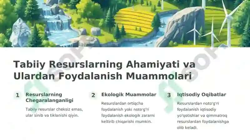 Tabiiy Resurslardan Oqilona Foydalanish 2