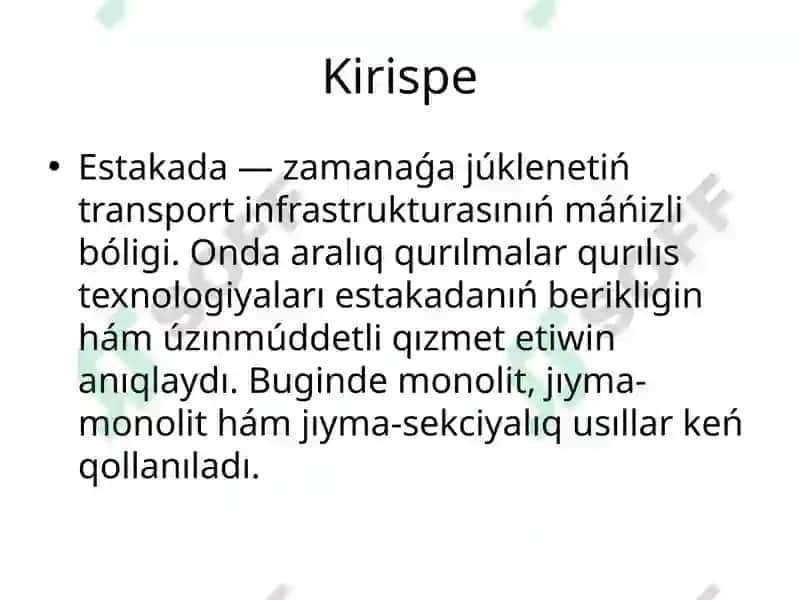 Estakadalardıń qurılıs usılları 2