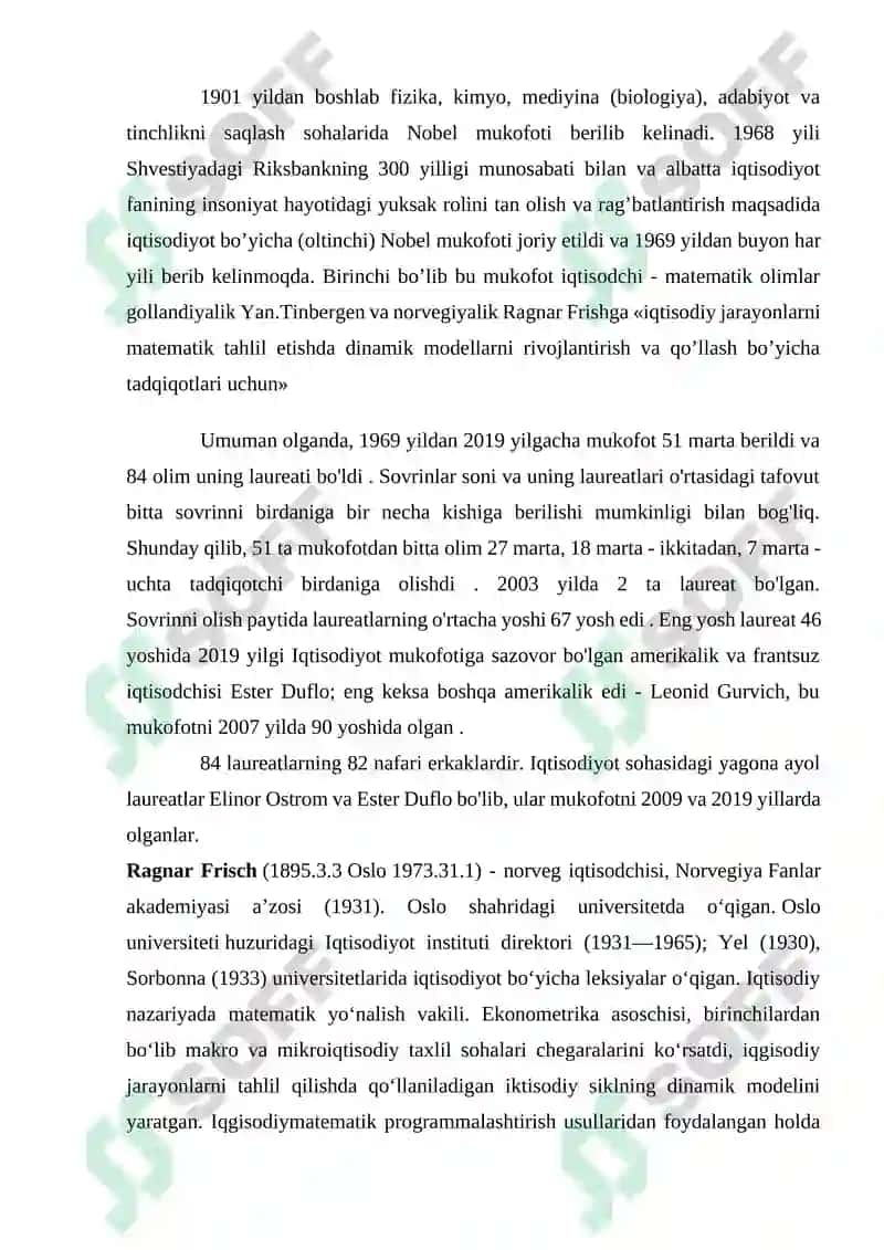Nobel Iqtisodiyot Mukofoti 2