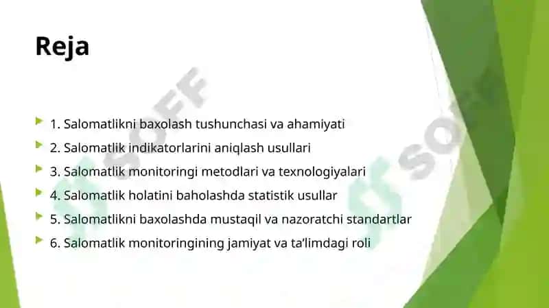 Salomatlikni baxolash monitoringi 2