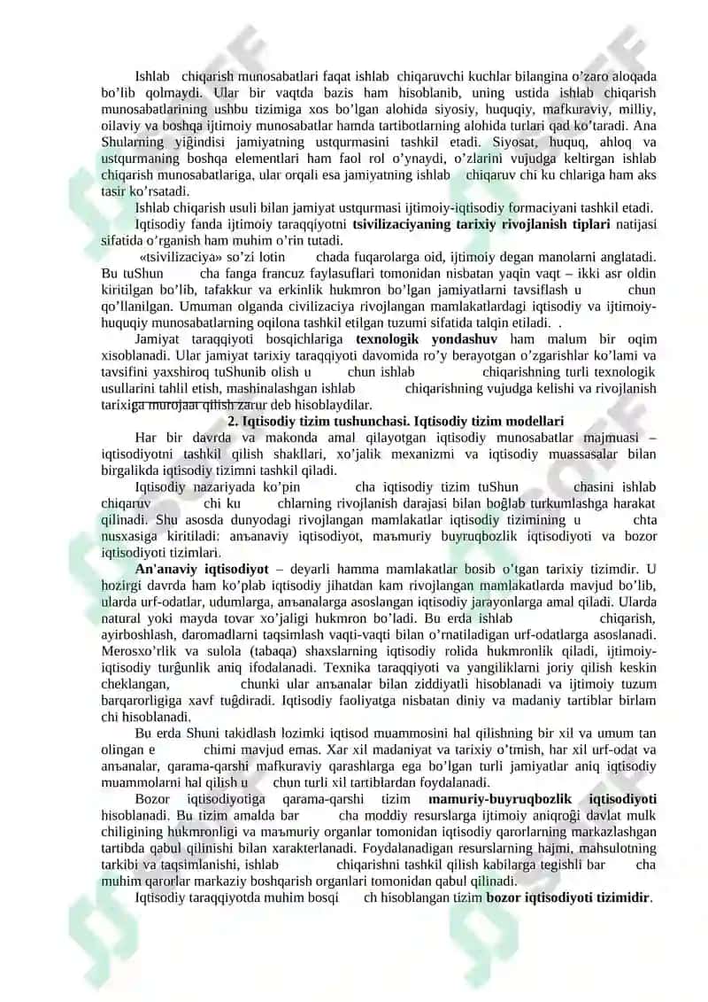 IQTISODIY TIZIM MODELLARI VA MULKCHILIK 2