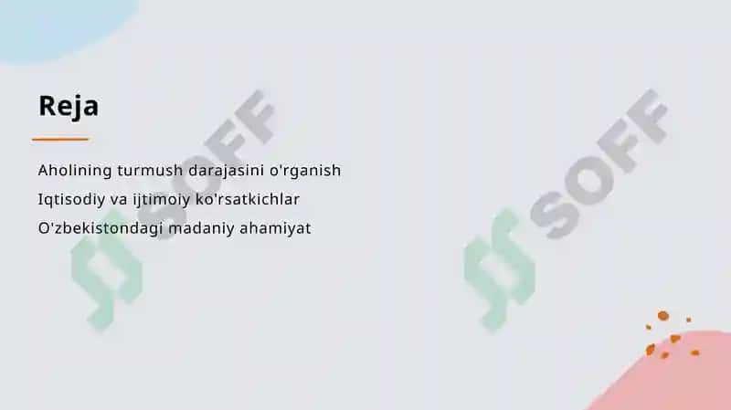 Aholining turmush darajasini o'rganish 2