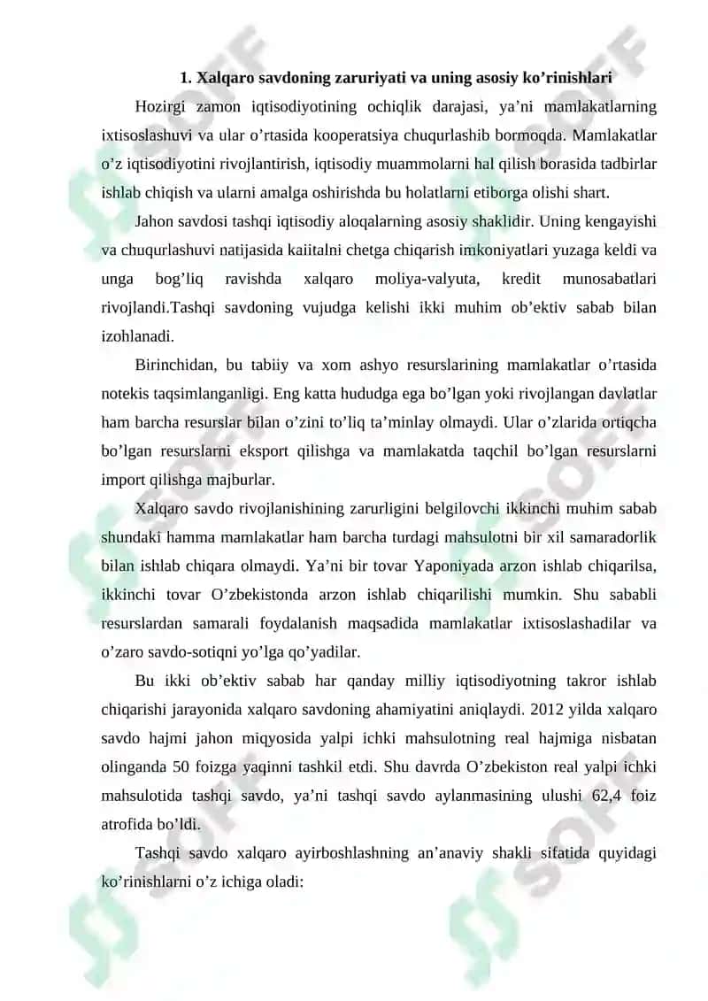 Xalqaro savdo nazariyasi 2