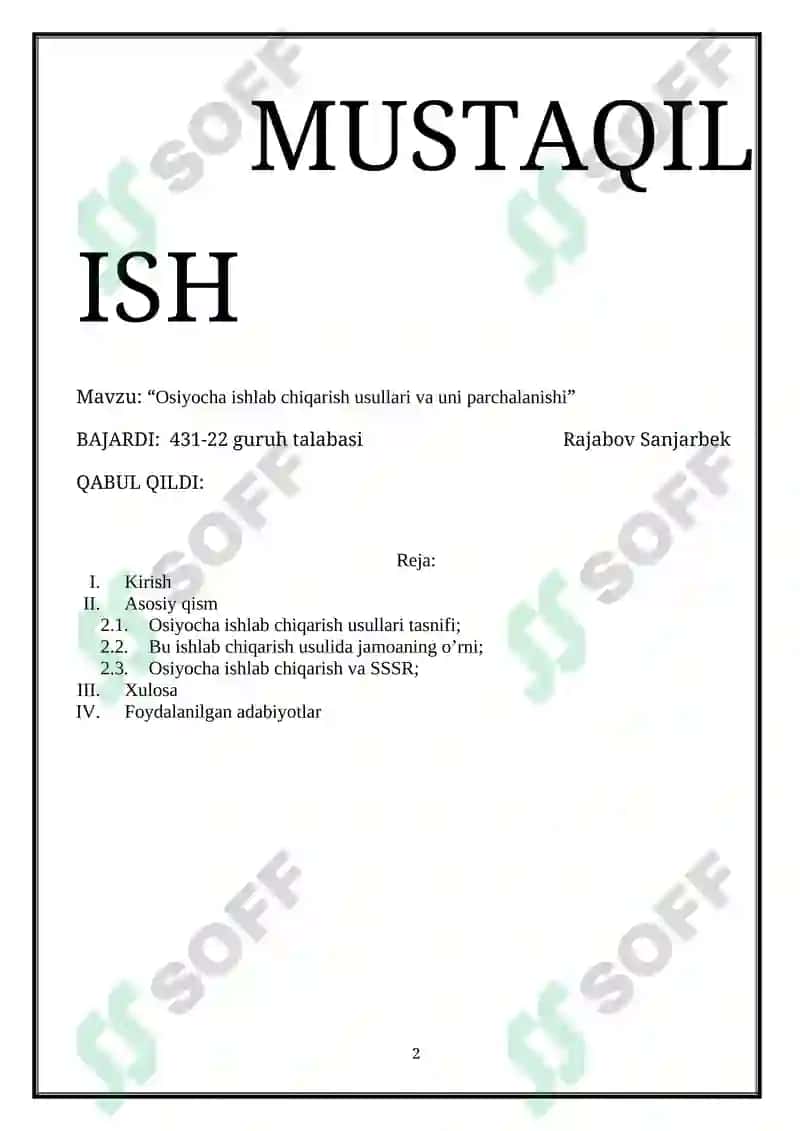 Osiyocha ishlab chiqarish usullari va uni parchalanishi 2