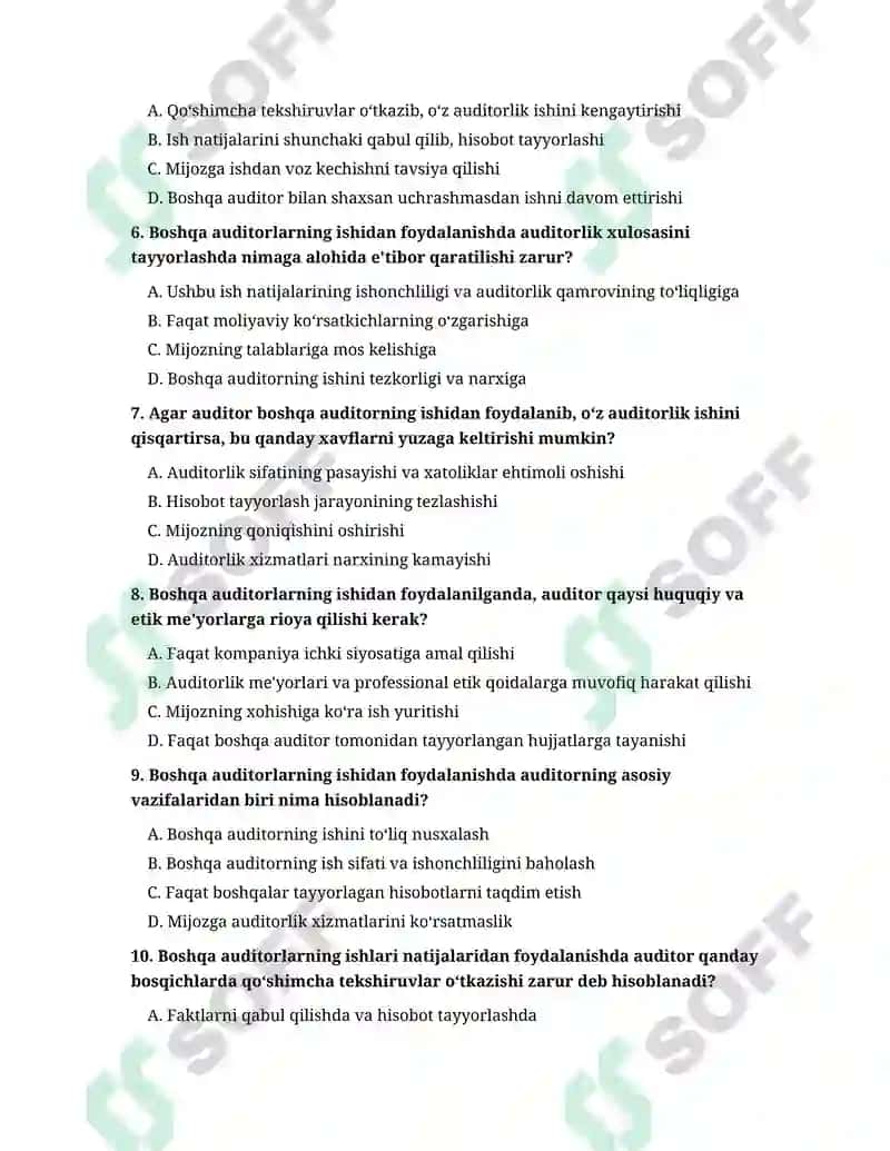 Boshqa auditorlarning ishi natijalaridan foydalanish 2