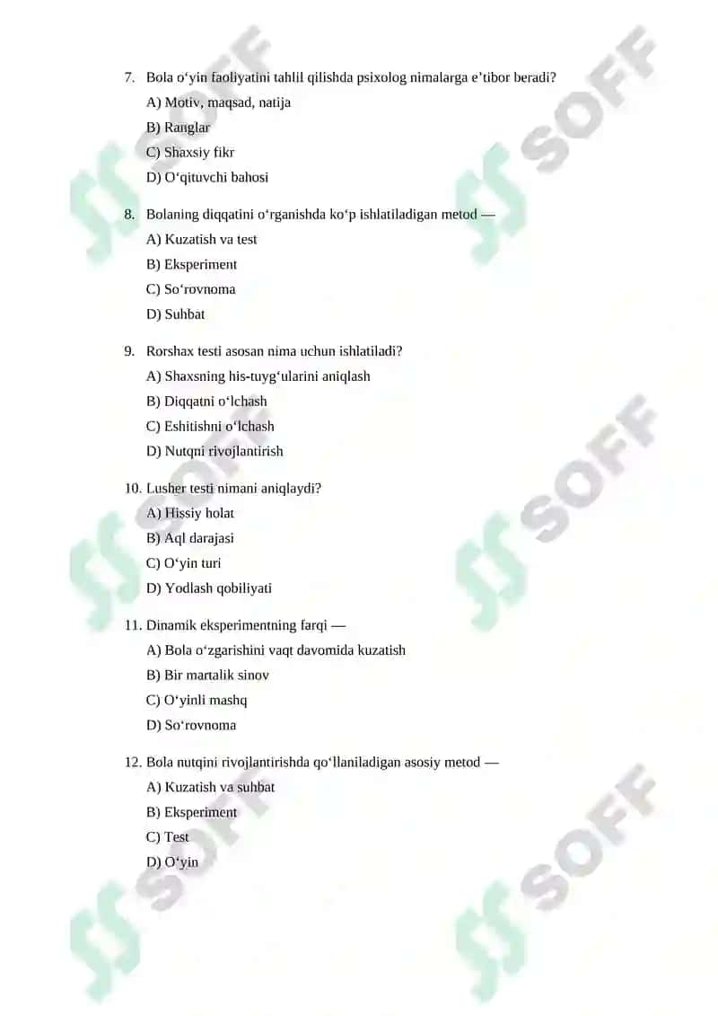 Bolalar psixologiyasining metodlari va tahlil usullari 2